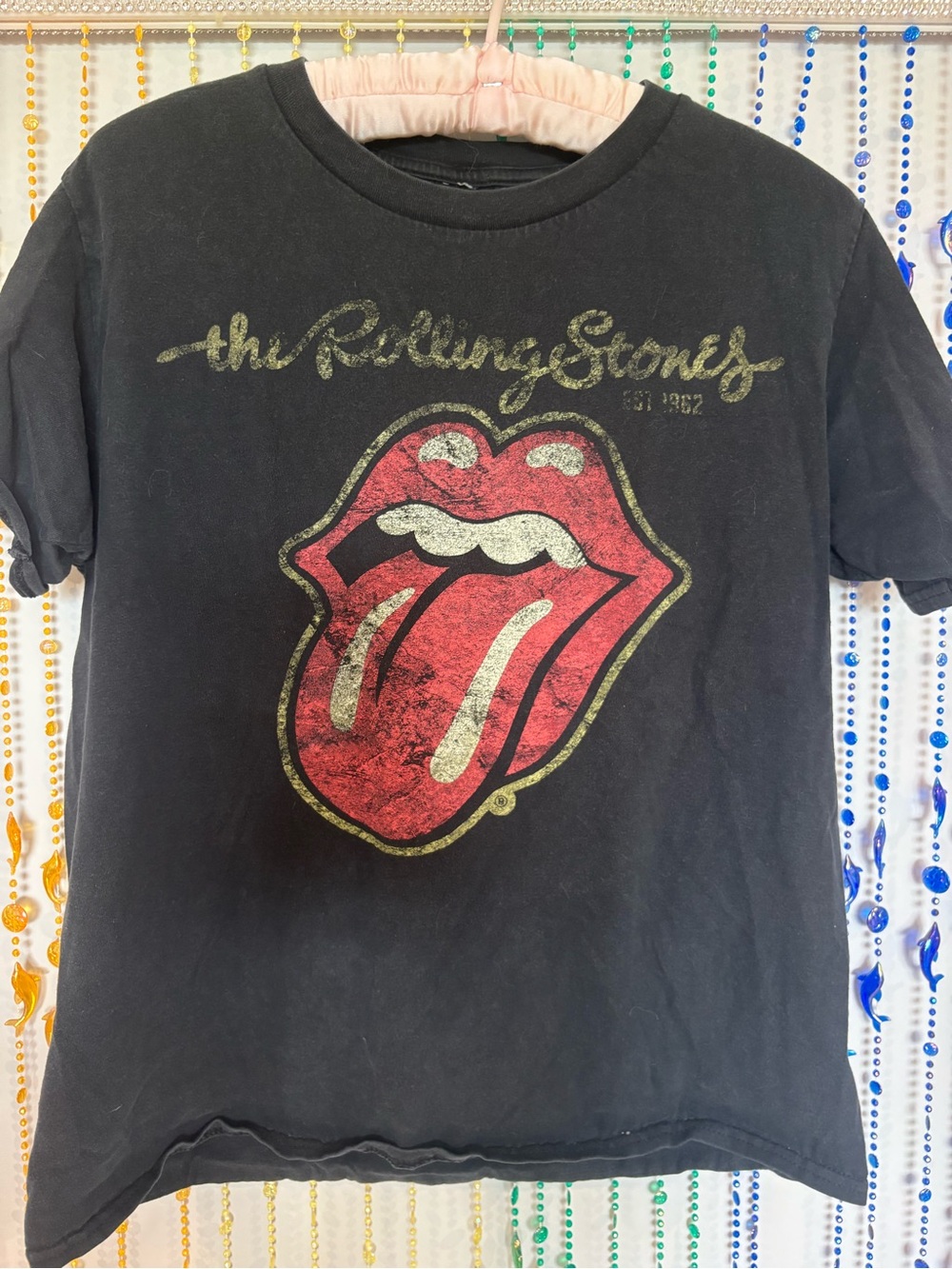 The Rolling Stones Black Graphic Tee with Tongue Logo Vintage Style